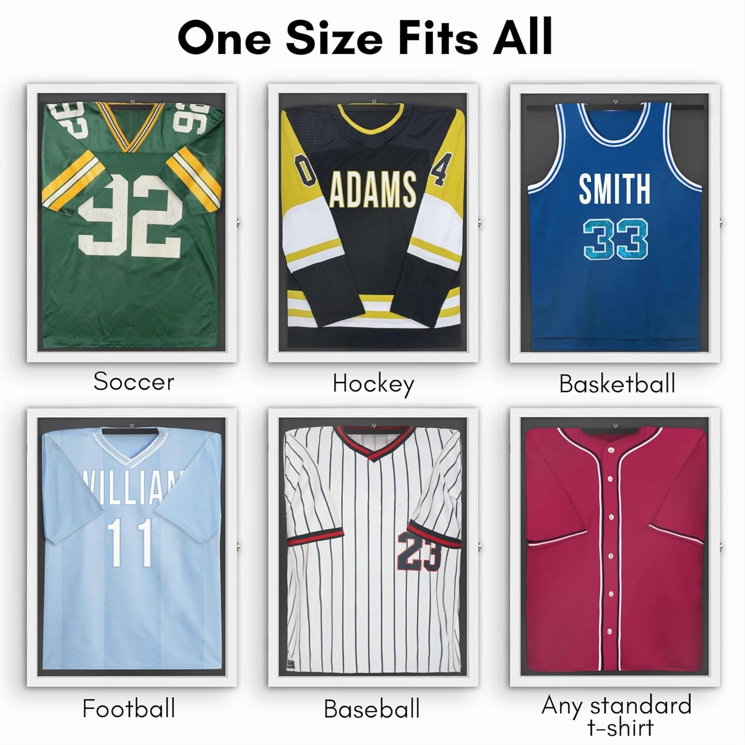 Americanflat Jersey Frame Display Case - 23x31 Lockable Display Case with Hanger - All-Star Collection - White Sports Jersey Frame Shadow Box with Plexiglass for Baseball, Football, Basketball, Soccer