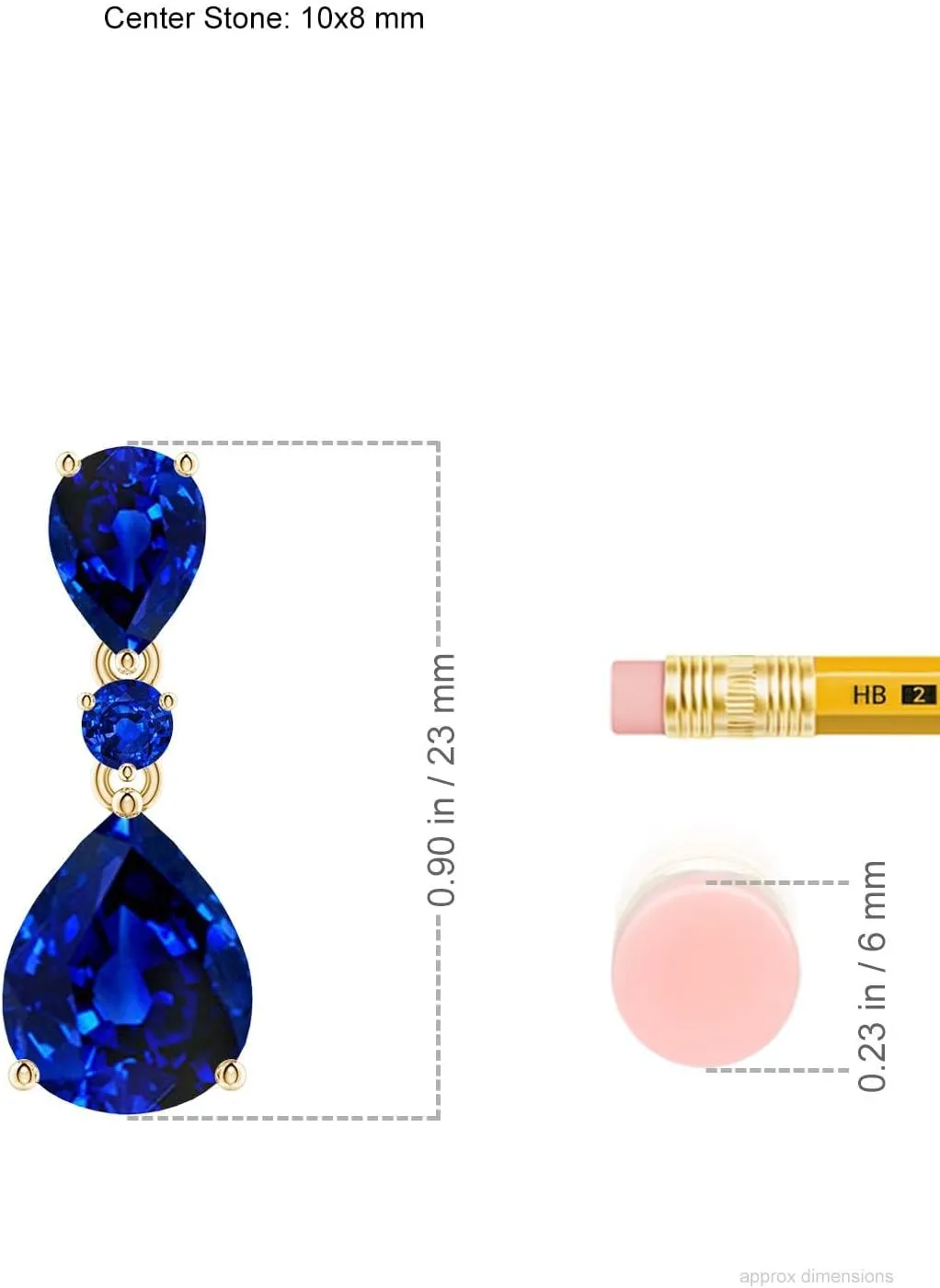 Angara Lab Grown Pear and Round Blue Sapphire Three Stone Pendant in Silver / 14K Solid Gold/Platinum | September Birthstone, Birthday, Engagement, Anniversary, Wedding Jewelry Gift for Women