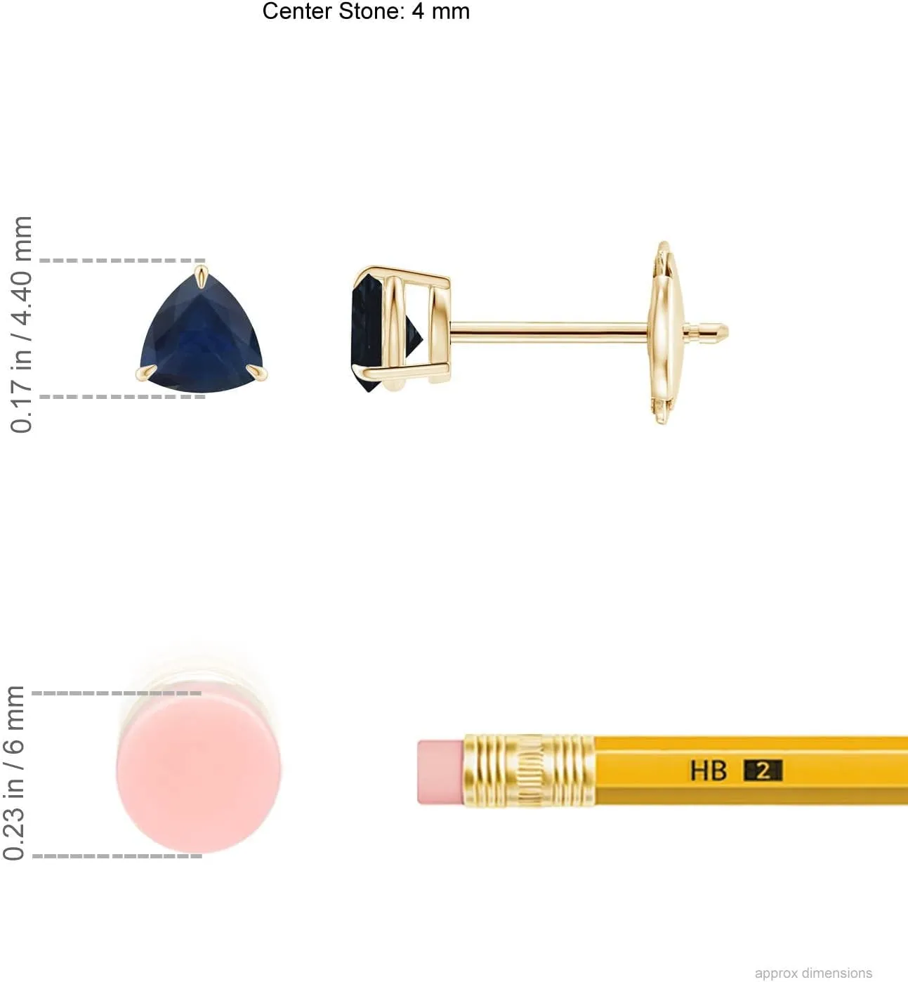 ANGARA Natural Claw-Set Trillion Sapphire Stud Earrings in 14K Solid Gold/Platinum | September Birthstone, Birthday, Engagement, Anniversary, Wedding Jewelry Gift for Women