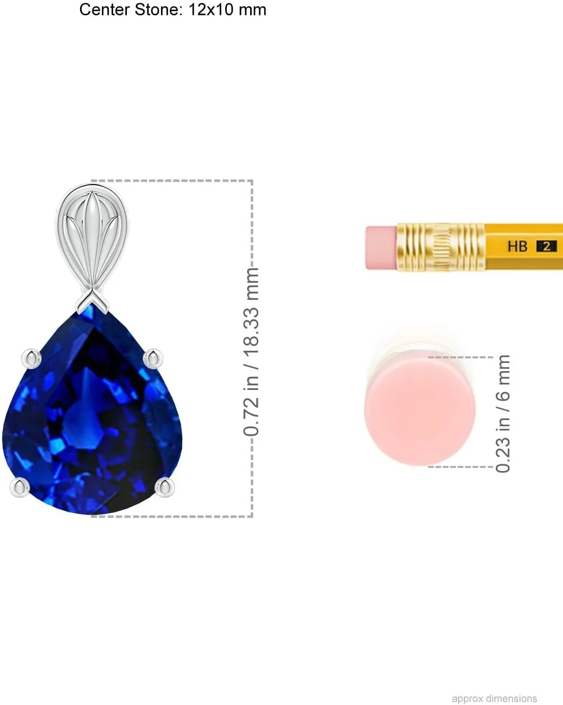 Angara Solitaire Pear-Shaped Lab Grown Blue Sapphire Classic Pendant in 14K Solid Gold/Platinum | September Birthstone, Birthday, Engagement, Anniversary, Wedding Jewelry Gift for Women