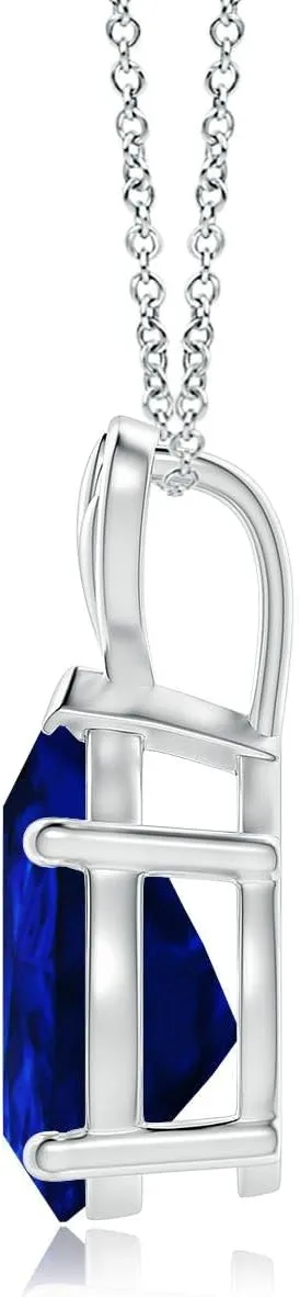 Angara Solitaire Pear-Shaped Lab Grown Blue Sapphire Classic Pendant in 14K Solid Gold/Platinum | September Birthstone, Birthday, Engagement, Anniversary, Wedding Jewelry Gift for Women