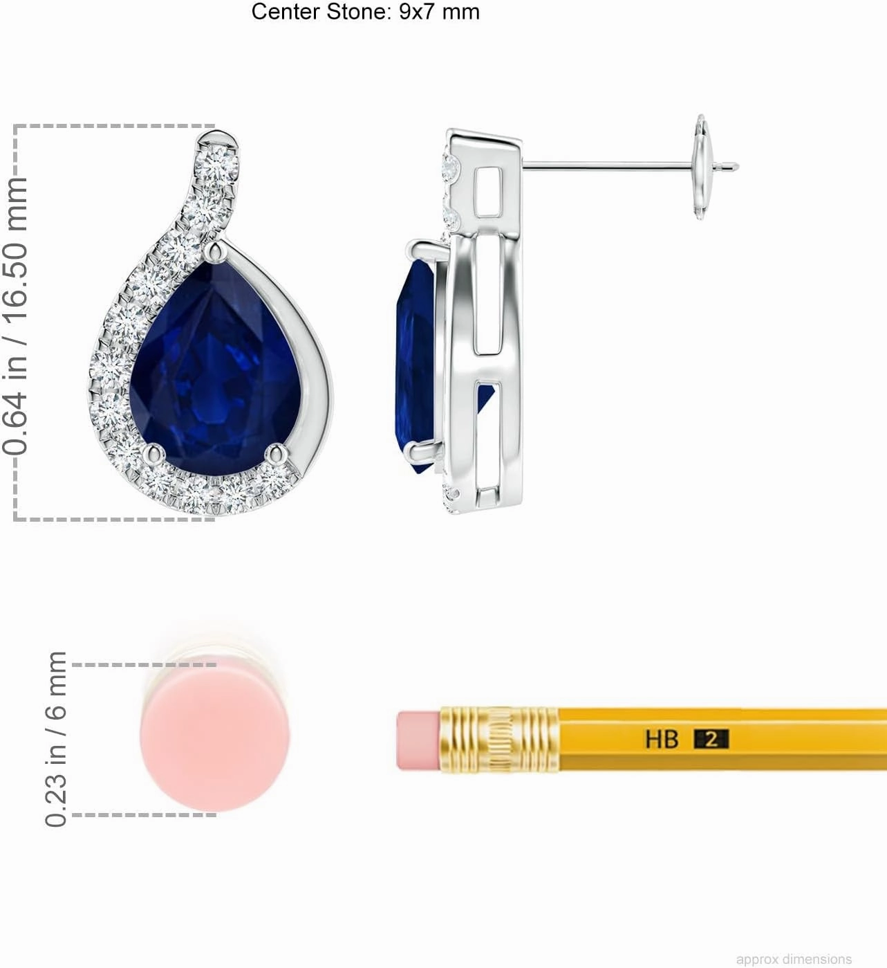 ANGARA Natural Pear Blue Sapphire Earrings with Diamond Swirl Frame in 14K Solid Gold/Platinum | September Birthstone, Birthday, Engagement, Anniversary, Wedding Jewelry Gift for Women