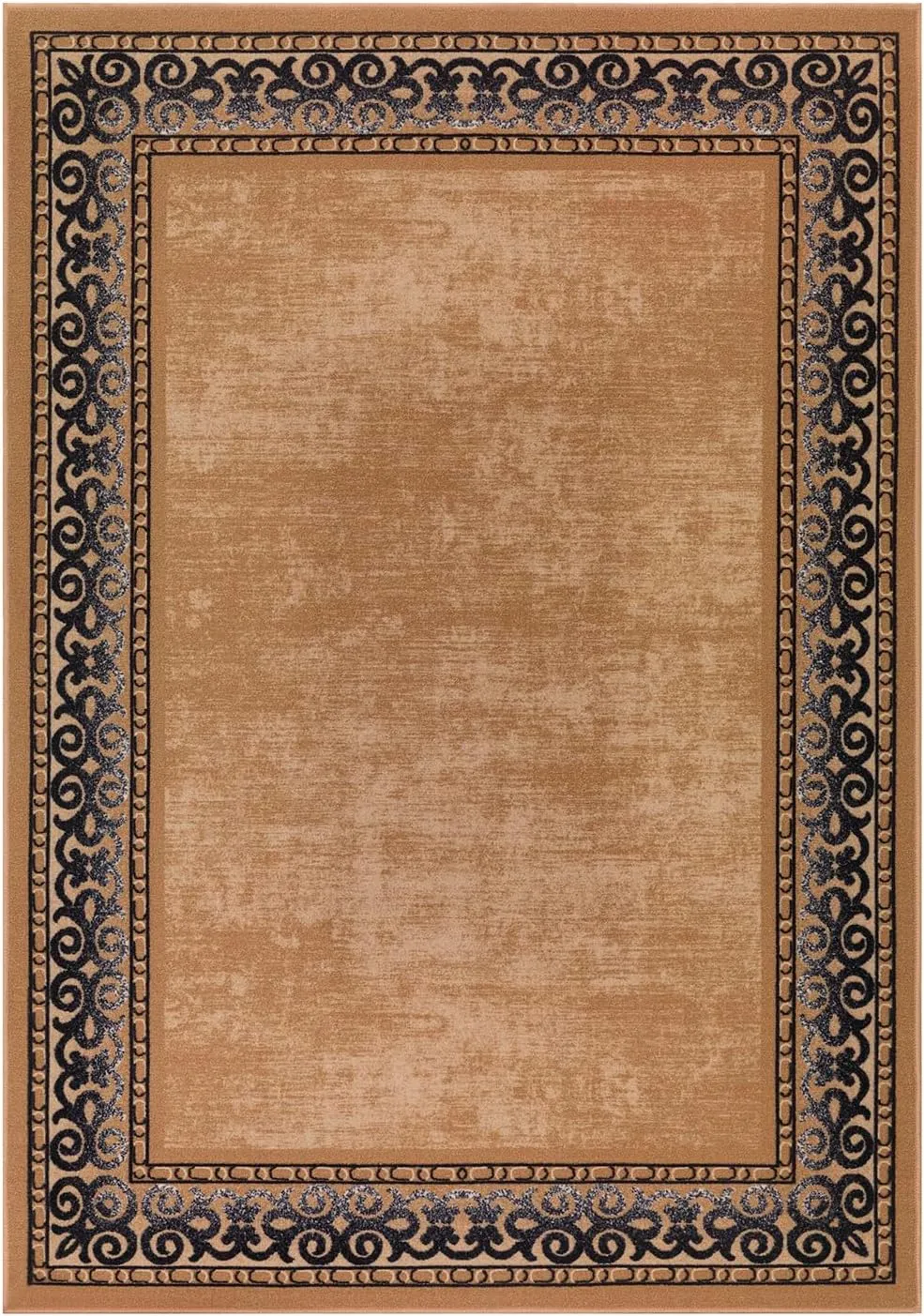 Antep Rugs Alfombras Bordered Modern 8x10 Non-Slip (Non-Skid) Low Pile Rubber Backing Indoor Area Rug (Gold Brown, 7'10" x 10')