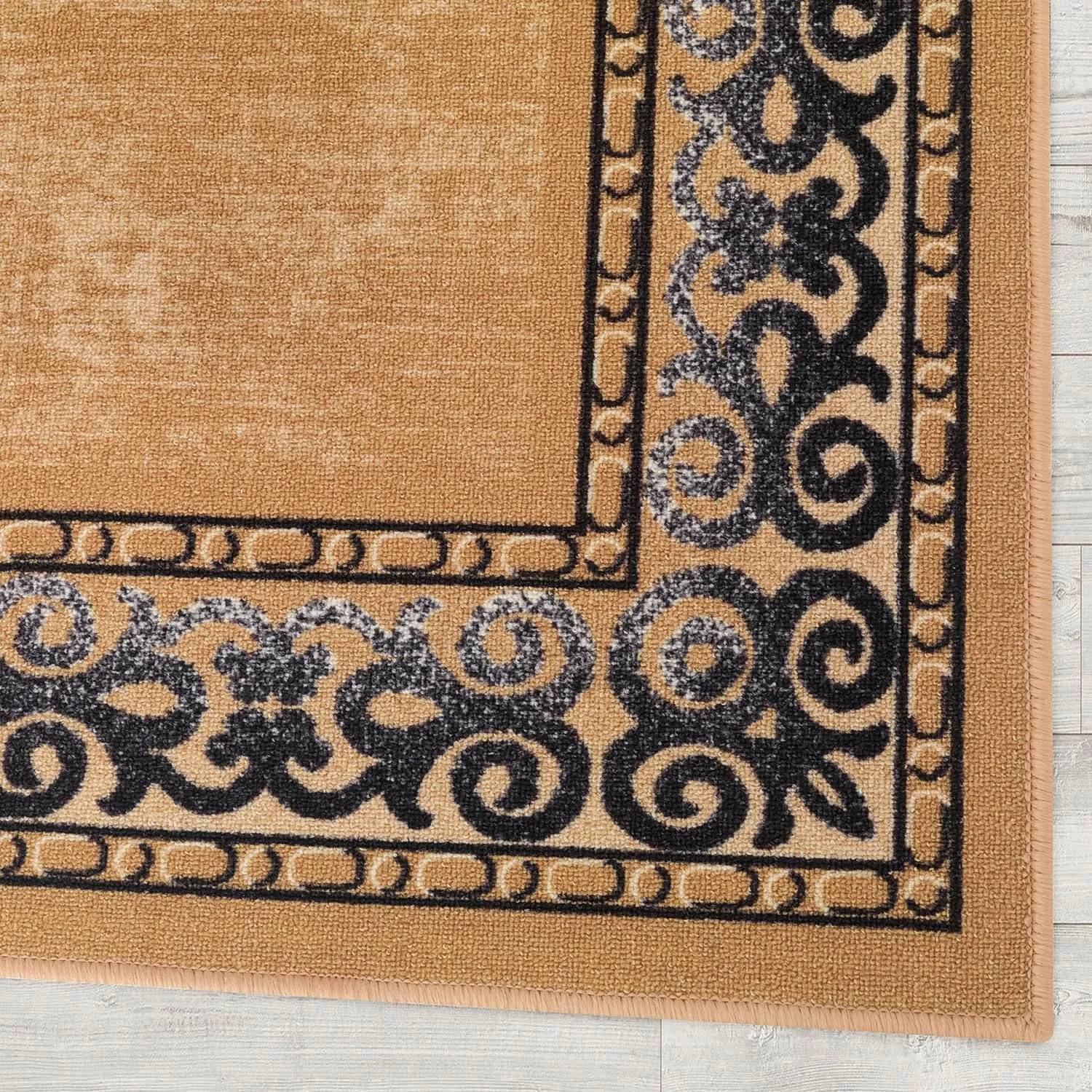 Antep Rugs Alfombras Bordered Modern 8x10 Non-Slip (Non-Skid) Low Pile Rubber Backing Indoor Area Rug (Gold Brown, 7'10" x 10')