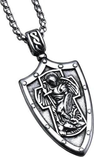 Archangel Necklaces St.Michael Pendants 316L Stainless Steel Men Women Amulets Chains Rock Punk Rider Jewelry Gift Dropshipping-N07