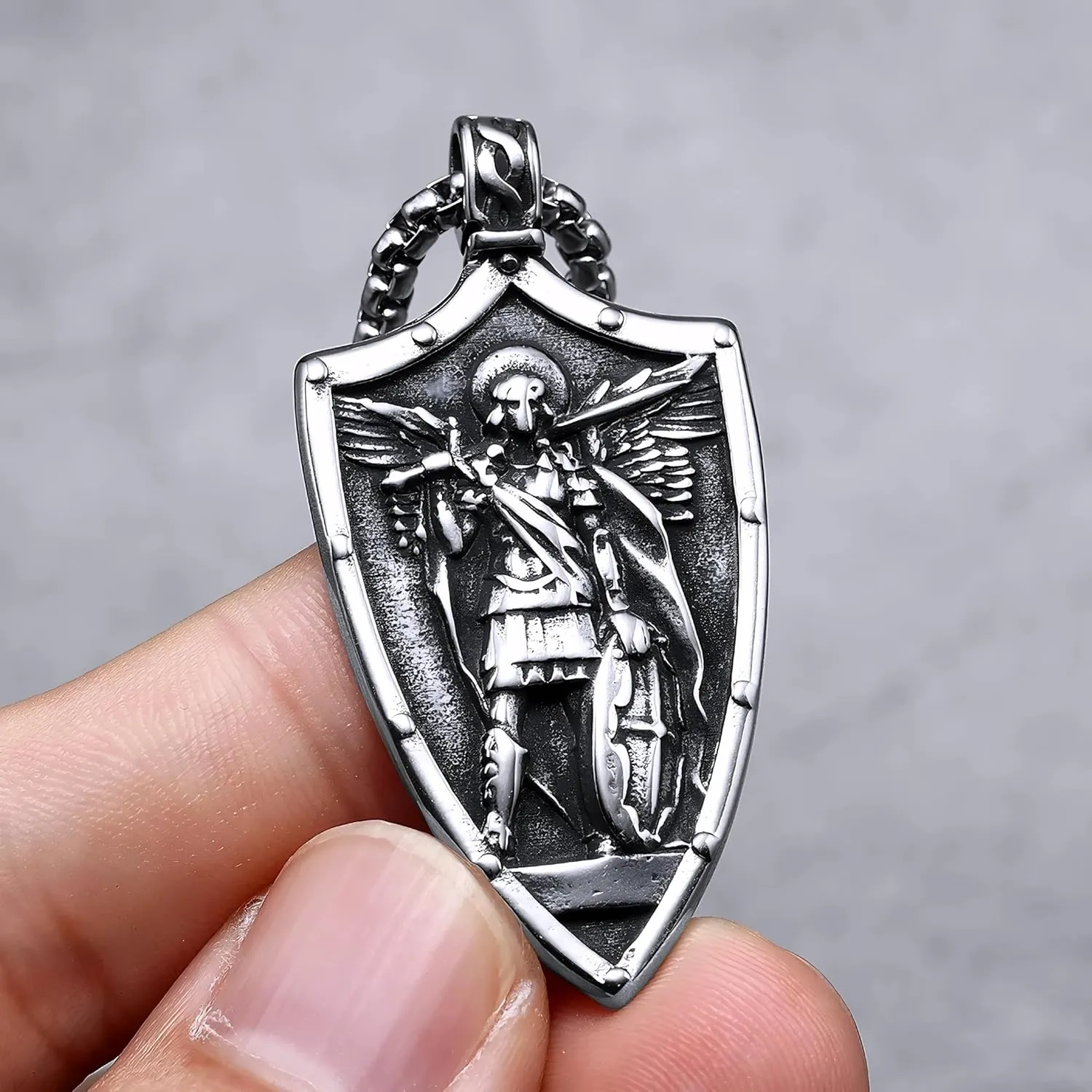 Archangel Necklaces St.Michael Pendants 316L Stainless Steel Men Women Amulets Chains Rock Punk Rider Jewelry Gift Dropshipping-N07