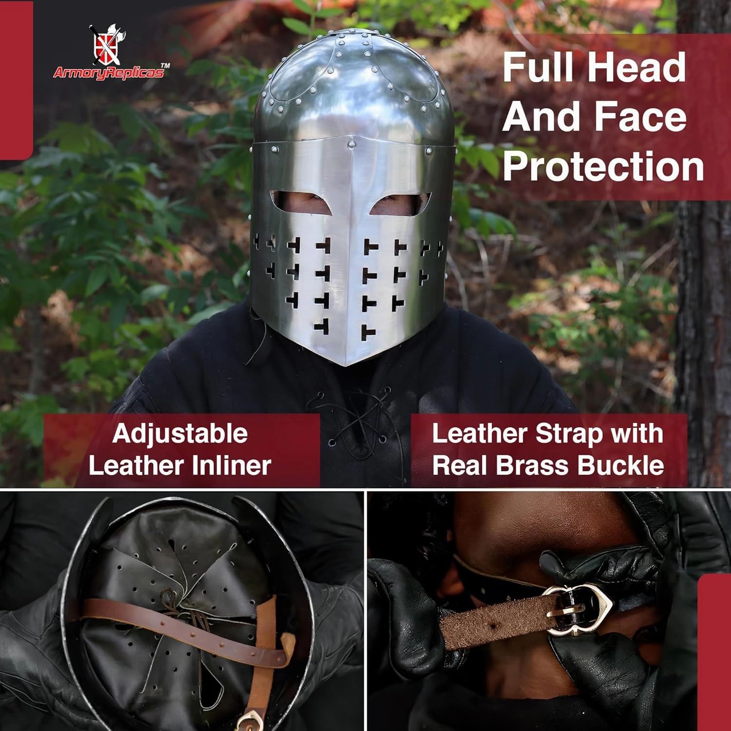 Armory Replicas™ Medieval Steel Helmets – Knight, Crusader, Sugarloaf, Great Helms & Spangenhelm Collection