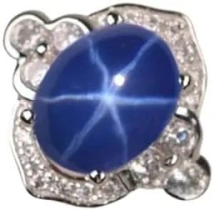 Art Deco Lindy Star Sapphire Ring, 6-Ray Genuine Blue Star Sapphire, 925 Sterling Silver Vintage Engagement & Wedding Ring