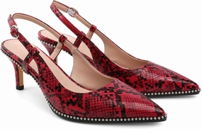 AUMOTED Women Low Heel Pumps Slingback Heels Pointed Toe Beaded Heels 2.5" Elegant Dressy Pumps