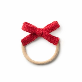 Avery Ribbed Knit Baby Band - Red | Soft Stretchable Ribbed Fabric with Bow Detailing | Gentle, Secure Fit for Everyday & Special Occasions
