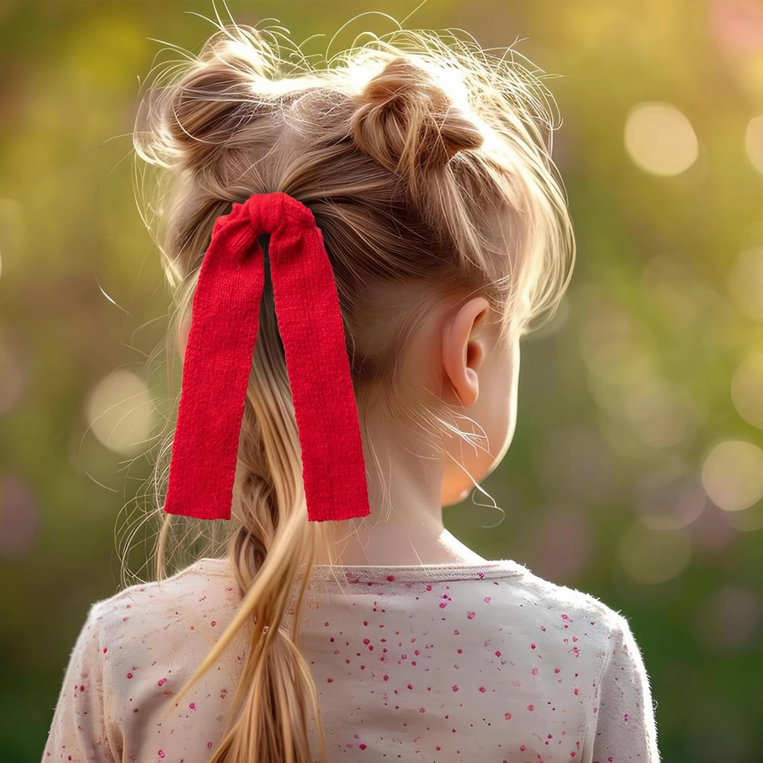 Avery Ribbed Knit Long Tail Scrunchie - Red | Soft Ribbed Fabric with Flowing Tails | Perfect for Ponytails & Buns | Stylish Everyday Accessory