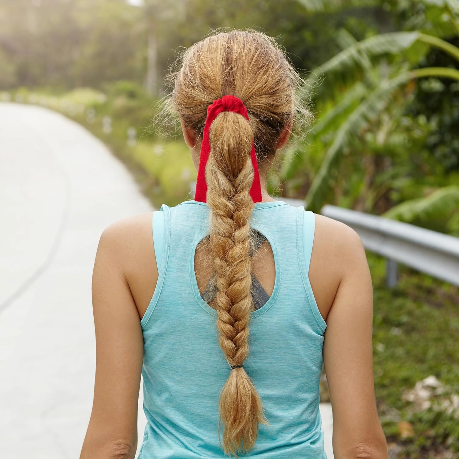 Avery Ribbed Knit Long Tail Scrunchie - Red | Soft Ribbed Fabric with Flowing Tails | Perfect for Ponytails & Buns | Stylish Everyday Accessory