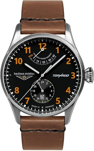 Aviation Men's Watch Automatic Tornado Series Power Reserve Indicator 5 ATM with Leather Strap 2790-5