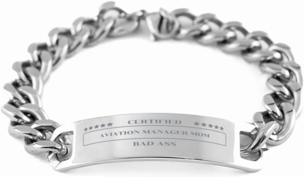 Aviation Manager Mom Cuban Chain Bracelet - Gift for Mothers