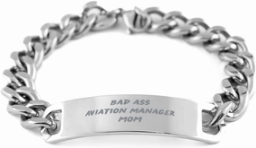 Aviation Manager Mom Cuban Chain Bracelet, Gifts for Mothers