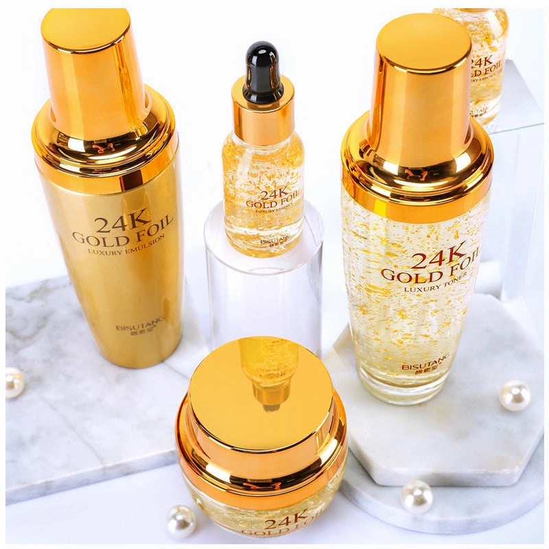 Bairunfu private label skin care set organic skin care products 24k gold skin care set essence serum