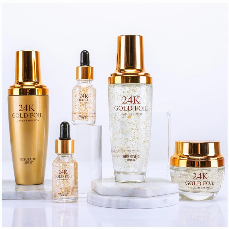 Bairunfu private label skin care set organic skin care products 24k gold skin care set essence serum
