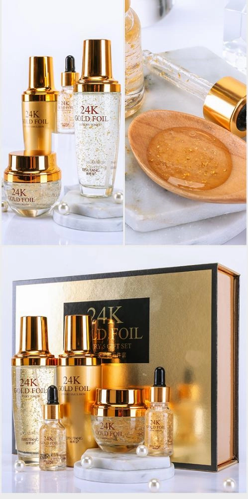 Bairunfu private label skin care set organic skin care products 24k gold skin care set essence serum