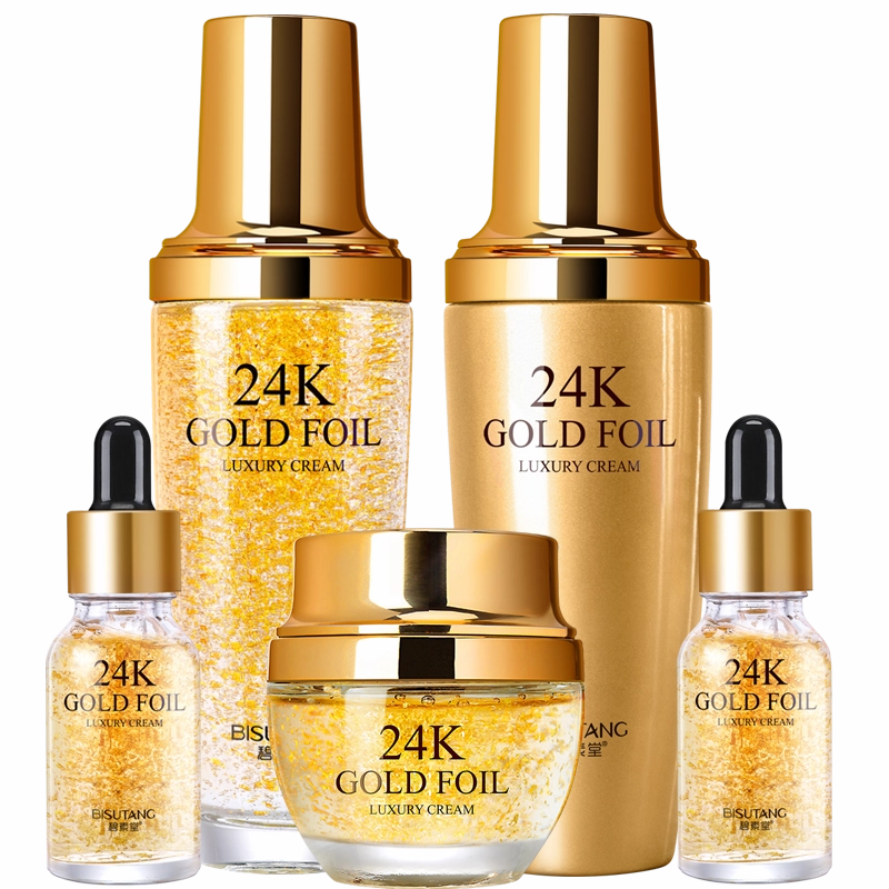 Bairunfu private label skin care set organic skin care products 24k gold skin care set essence serum