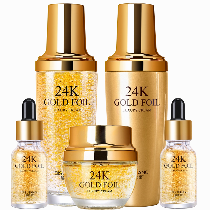 Bairunfu private label skin care set organic skin care products 24k gold skin care set essence serum