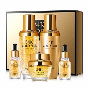 Bairunfu private label skin care set organic skin care products 24k gold skin care set essence serum