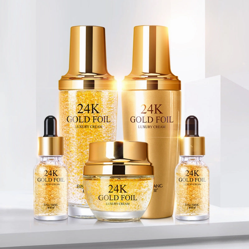 Bairunfu private label skin care set organic skin care products 24k gold skin care set essence serum