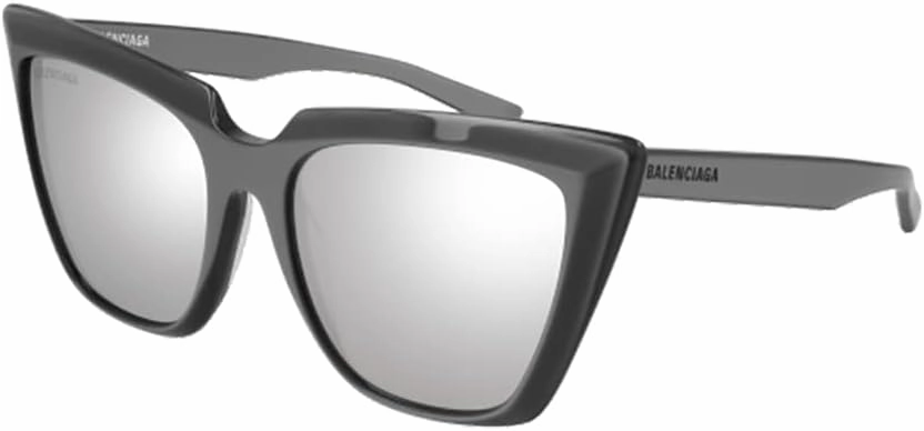 Balenciaga BB0046S 006 55MM Silver/Silver Cateye Sunglasses for Women   BUNDLE with Designer iWear Eyewear Kit