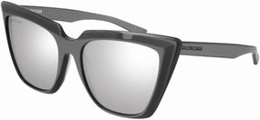 Balenciaga BB0046S 006 55MM Silver/Silver Cateye Sunglasses for Women   BUNDLE with Designer iWear Eyewear Kit