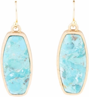 Barse Jewelry Odyssey Long Blue Turquoise and Golden Statement Earrings