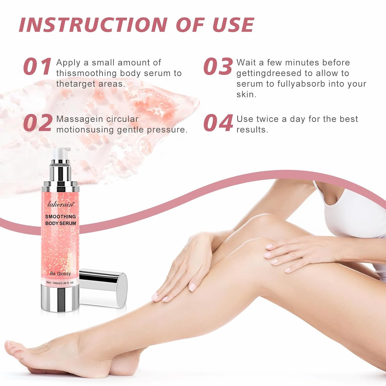 Be Glossy Body Serum for Wrinkles, Hyaluronic Acid, Vitamin E,Skin Tightening、Hydration Anti-Aging、Firming Serum 100ML/3.38 Fl Oz-0501