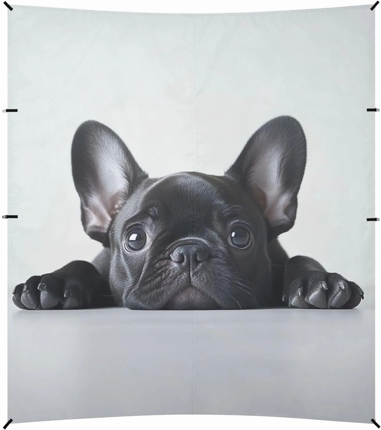 Beach Canopy Tent Adorable French Bulldog Puppy Outdoor Patio Sun Shade 9.2 × 10.5 FT Floral Camping Sun Shelter Yard Sunshade with Sand Anchor Poles