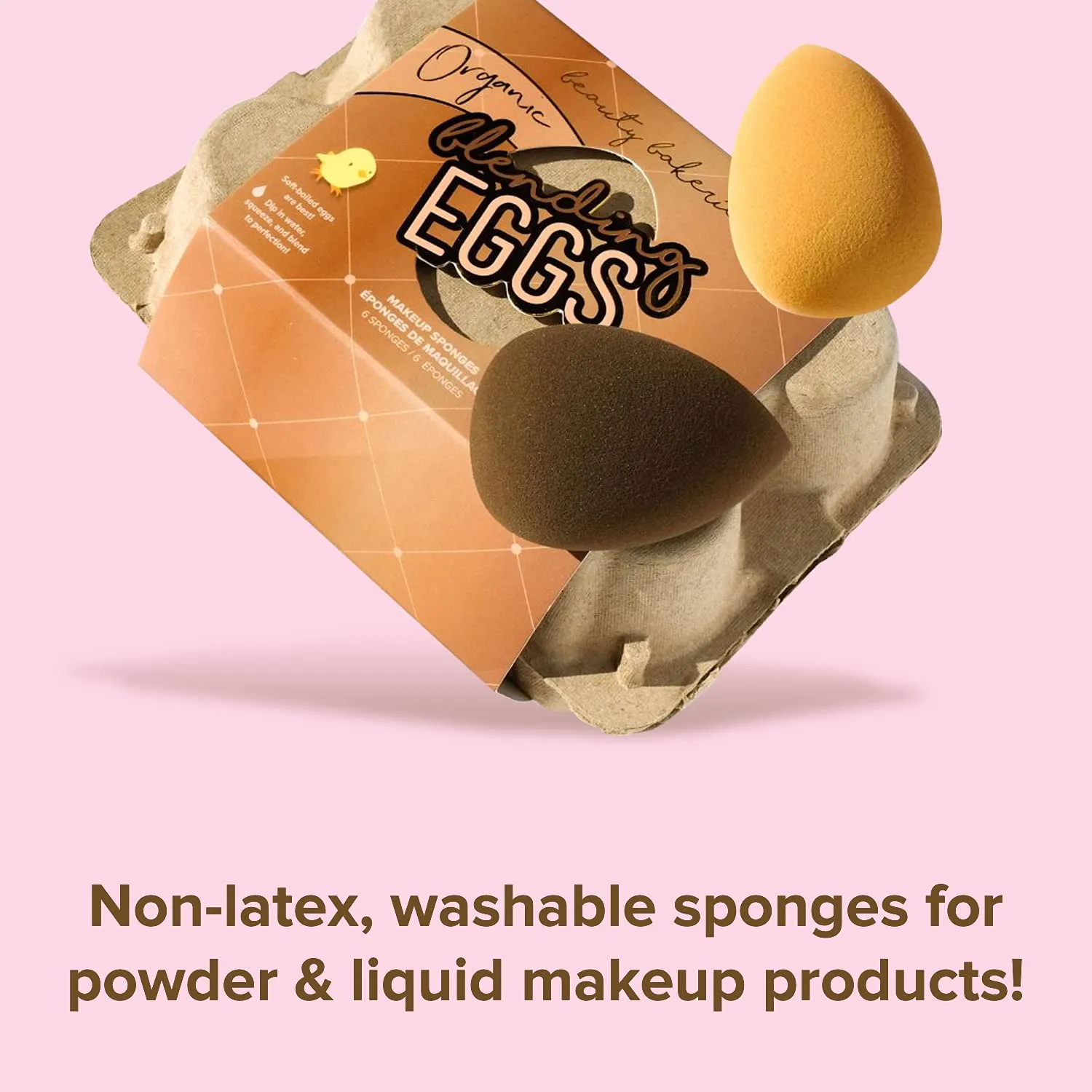 Beauty Bakerie Blending Egg Beauty Sponge Cosmetic Face Make up Blender Sponge Applicator for Powder, Liquid, Foundation, Concealer and Blending, Latex Free 6 Pack Set, Organic Brown