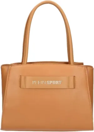 Beige Polyurethane Shoulder Bag