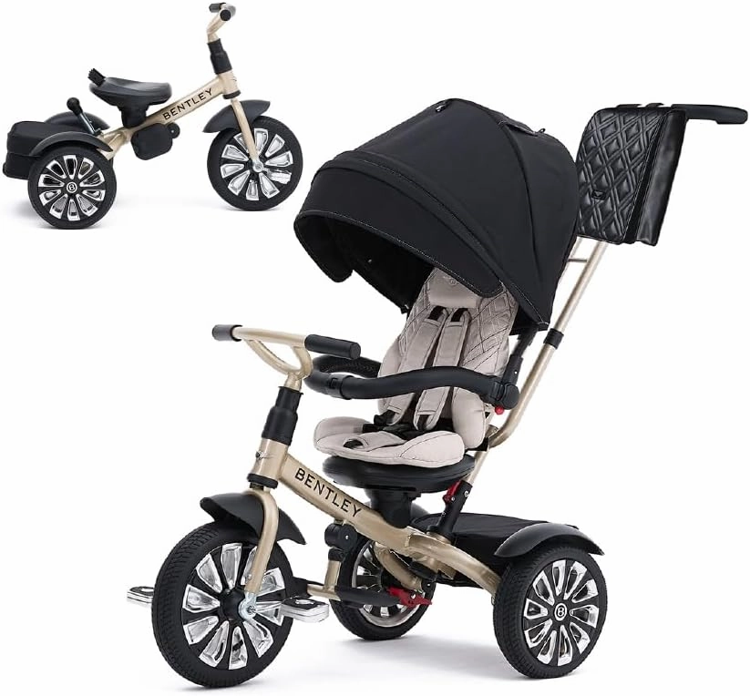Bentley Trike - All Terrain Toddler Bike 6-in-1, Mulliner Gold Limited Edition, Officially Licensed and Designed by Bentley Motors UK; Baby to Big Kid Tricycle (6m-5y )