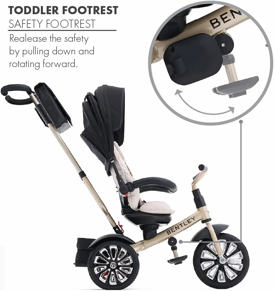 Bentley Trike - All Terrain Toddler Bike 6-in-1, Mulliner Gold Limited Edition, Officially Licensed and Designed by Bentley Motors UK; Baby to Big Kid Tricycle (6m-5y )