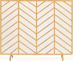 Best Choice Products 38x31in Single Panel Handcrafted Wrought Iron Mesh Chevron Fireplace Screen, Fire Spark Guard for Living Room, Bedroom Décor w/Distressed Antique Finish - Gold