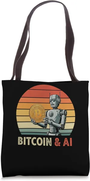Bitcoin & AI KI Roboter Mining digital Nakamoto HODL Bitcoin Tote Bag