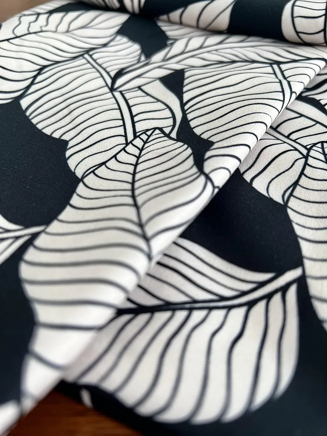 Black and Cream Banana Leaf Shower Curtain – 72x72 Tropical Botanical Fabric Bathroom Curtain, Minimalist Neutral Design, Modern Boho Aesthetic for Apartments or Guest Bathroom Decor