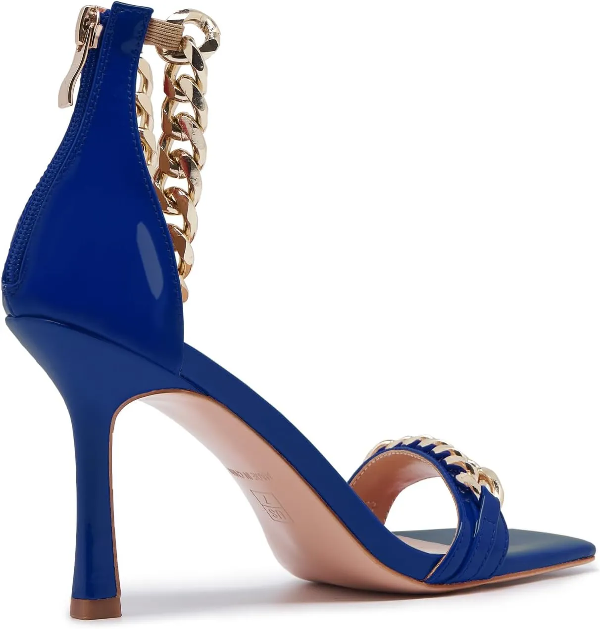 Black and Gold Heels for Women Square Open Toe Stiletto High 3 inch Heels with Back Zip Design