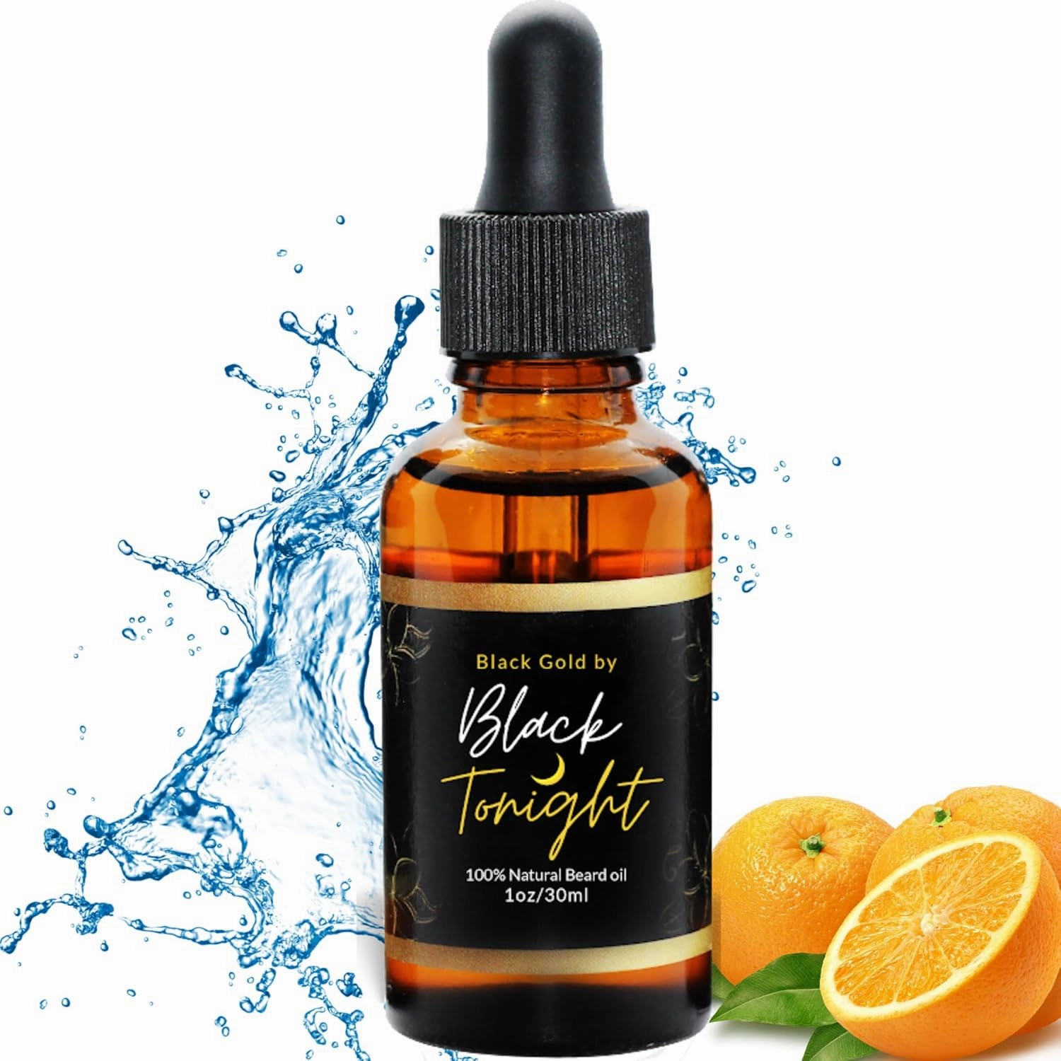 Black Gold Beard Oil - All Natural - Hair & Beard Growth Oil for Men - Organic Hair and Skincare Serum - Softens, Conditions, Shines and Protects - Citrus Scent - Black Gold
