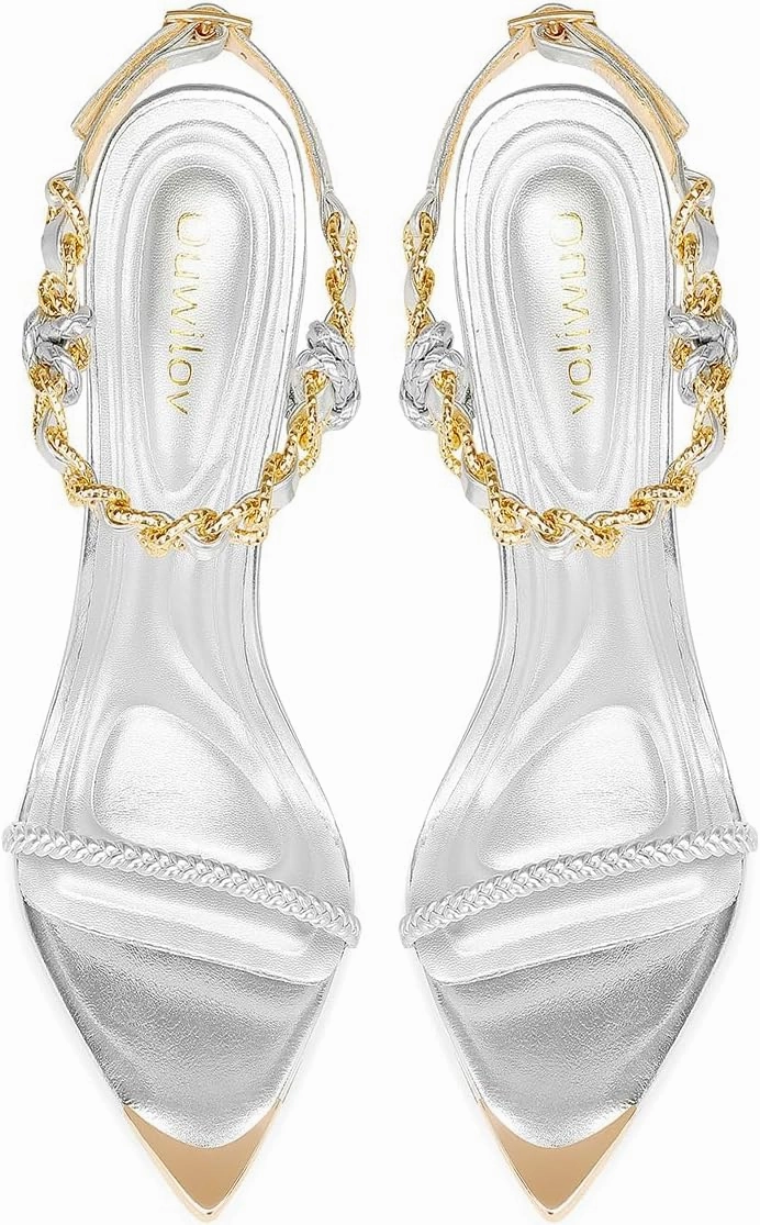 Black Pumps for Women Gold Chain Ankle Strap Open Toe Pointed Toe Stiletto High Heels for Formal Events Weddings Parties and Evening Wear