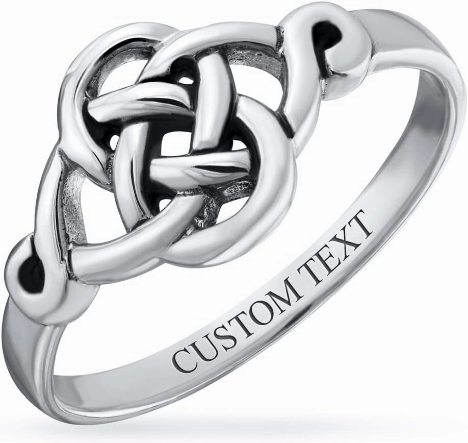 Bling Jewelry Personalize Best Friends Irish Celtic Love Knots Infinity Promise Ring Band For Women Teen Oxidized .925 Sterling Silver Customizable