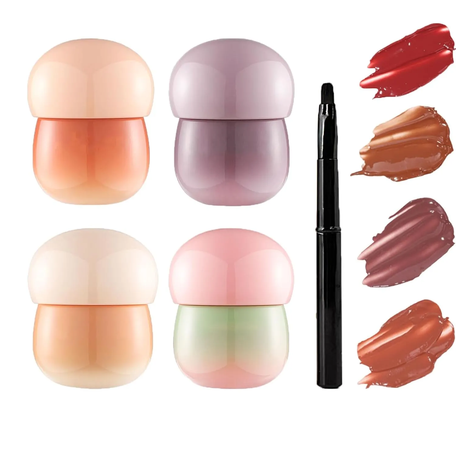 Blurring Pudding Pot Lip, Pudding Glow Lip Balm, Hydrating, Non-Sticky Glossy Tinted Lip Balm Makeup 0.28 Oz (4 Mix)