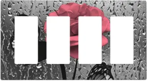 Blush Pink Gray Rose Flower 4 Gang Rocker Light Switch Cover Quad Decorator Wall Plate Decorative Outlet Covers Switchplate Electrical Faceplate for Kitchen Bathroom Farmhouse Home Wall Panel Decor