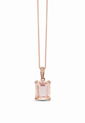 Blush 14K Rose Gold Morganite and Diamond Pendant, 2.58 TCW
