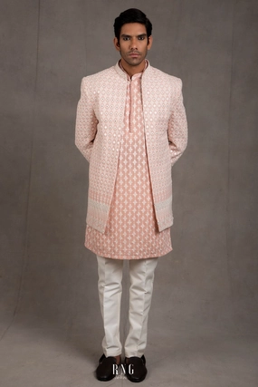Blush Pink Embroidered Indo Western Set