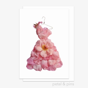 blush pink rose dress greeting card