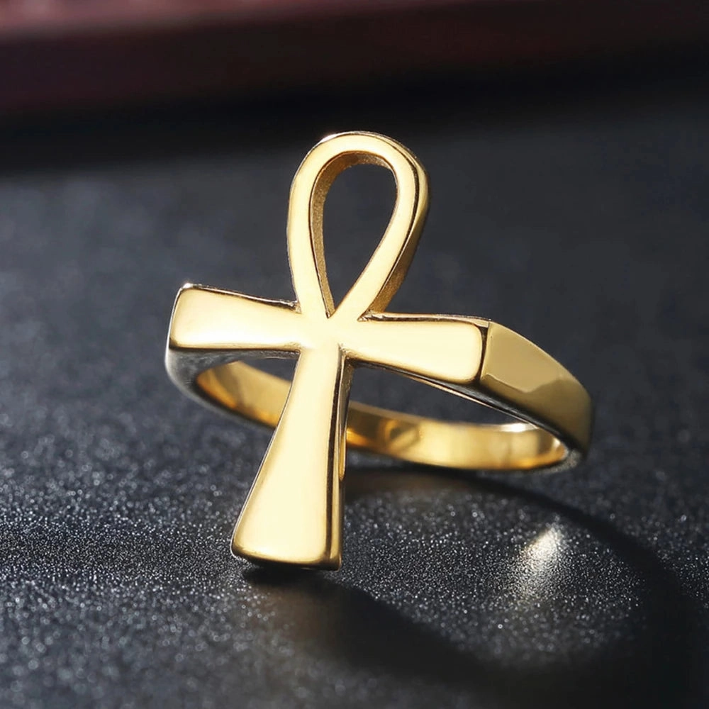 Bold Gold Ankh Ring