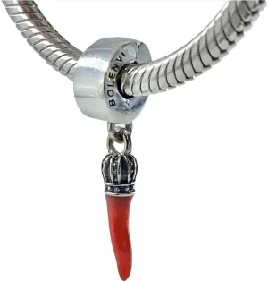 BOLENVI Red Chili Pepper Italian Horn Cornicello 925 Sterling Silver Dangle Pendant X Charm Bead For Pandora & Similar Charm Bracelets or Necklaces