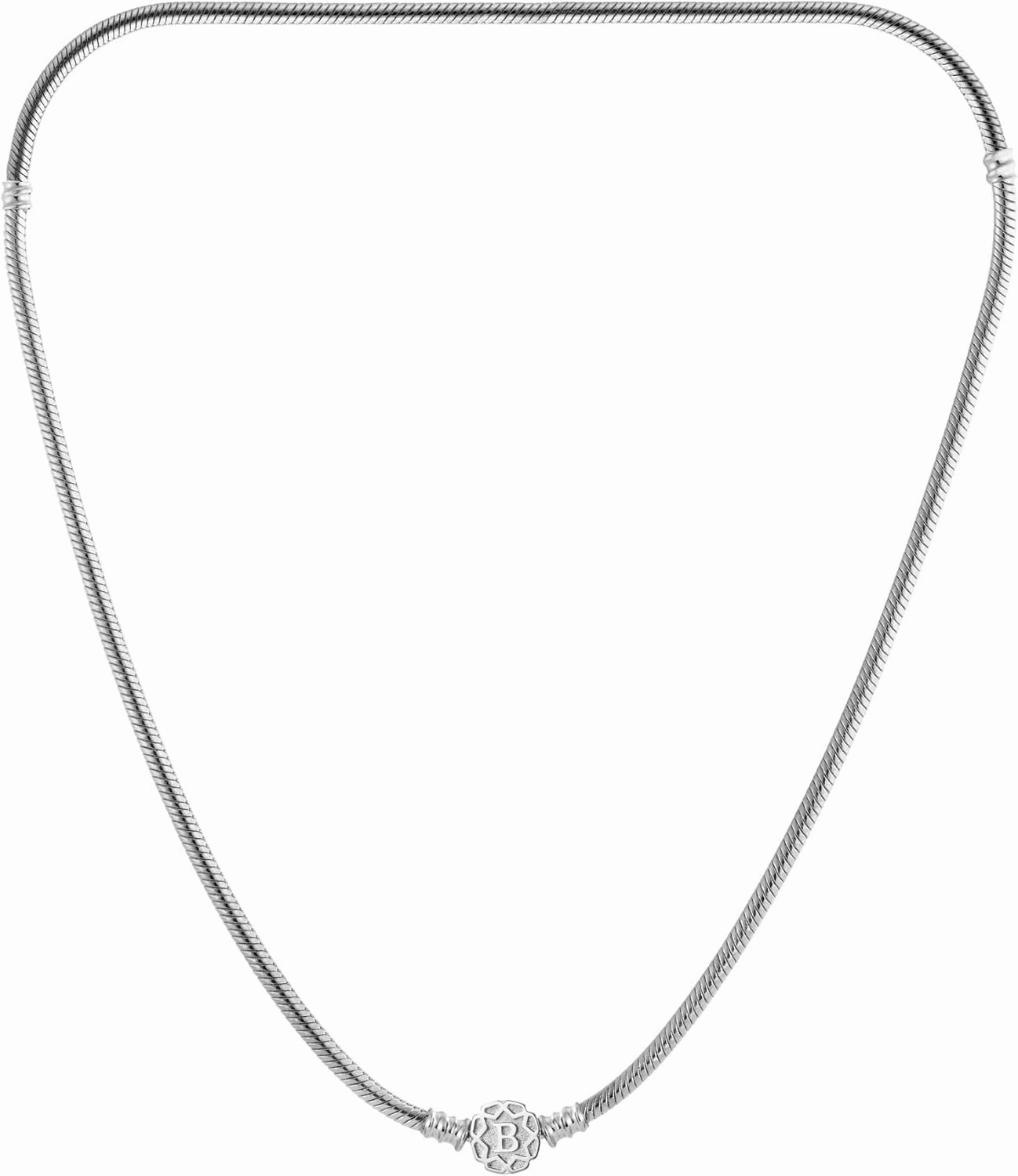 Bolenvi Clasp 3mm European Snake Chain Charm Bead Pendant Necklace Jewelry Compatible With Pandora & Similiar Charms
